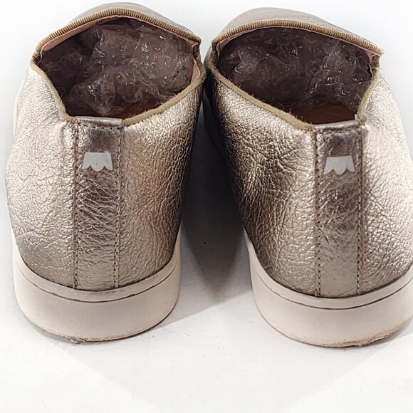BIRDIES Swift Gold Metallic Leather Slip On Loafer Sneakers - Picture 5 of 9